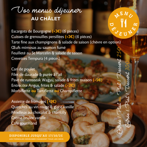 MENU DEJEUNER DU MOMENT (JUSQU'AU 17/10/25)